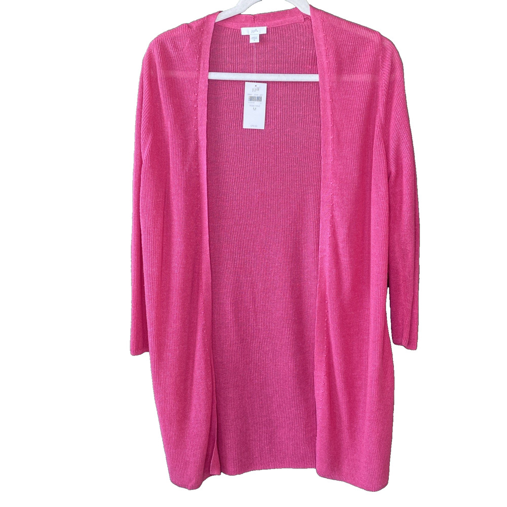 J Jill Sweater Womens Meidum NEW Linen Rayon Casual Knit Cardigan Office Career